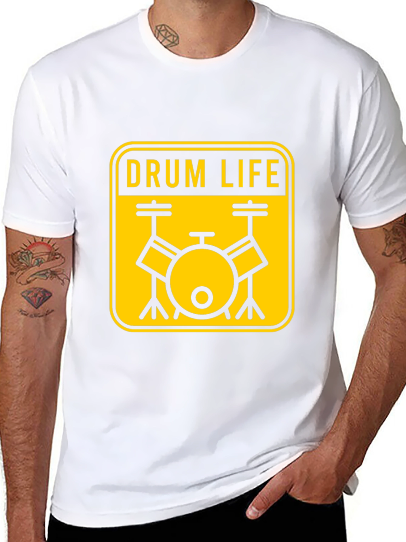 Drum Life Graphic T-Shirt - Black Crew Neck