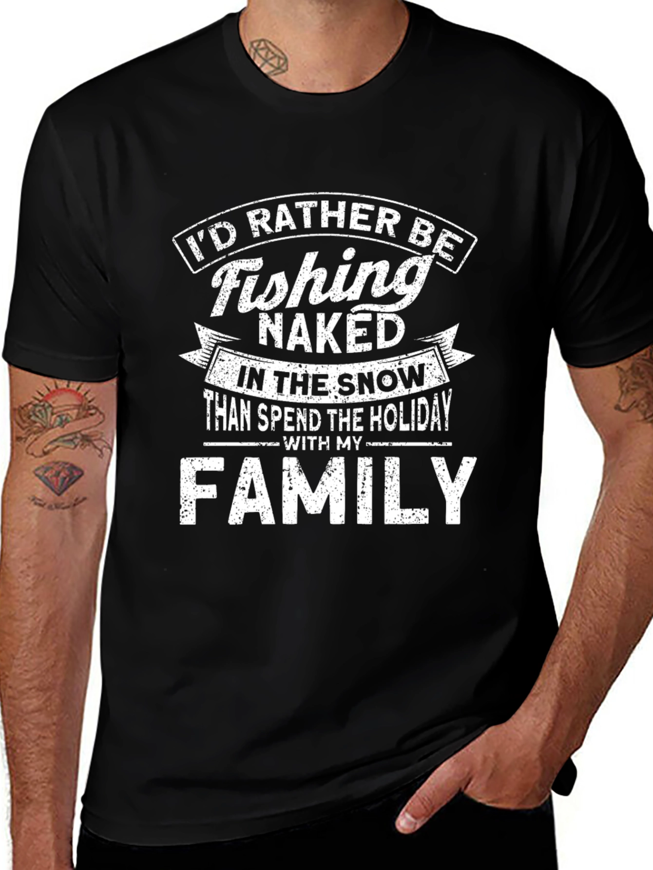 Fishing Naked Holiday T-Shirt