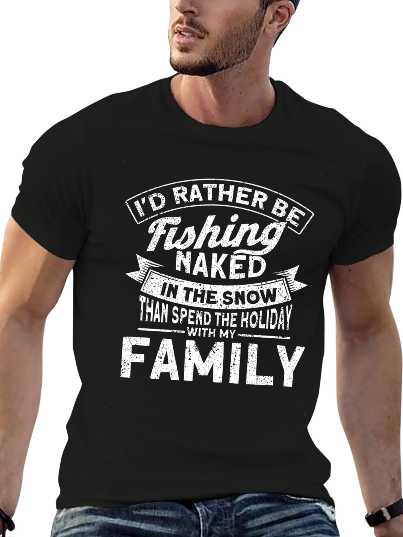 Fishing Naked Holiday T-Shirt