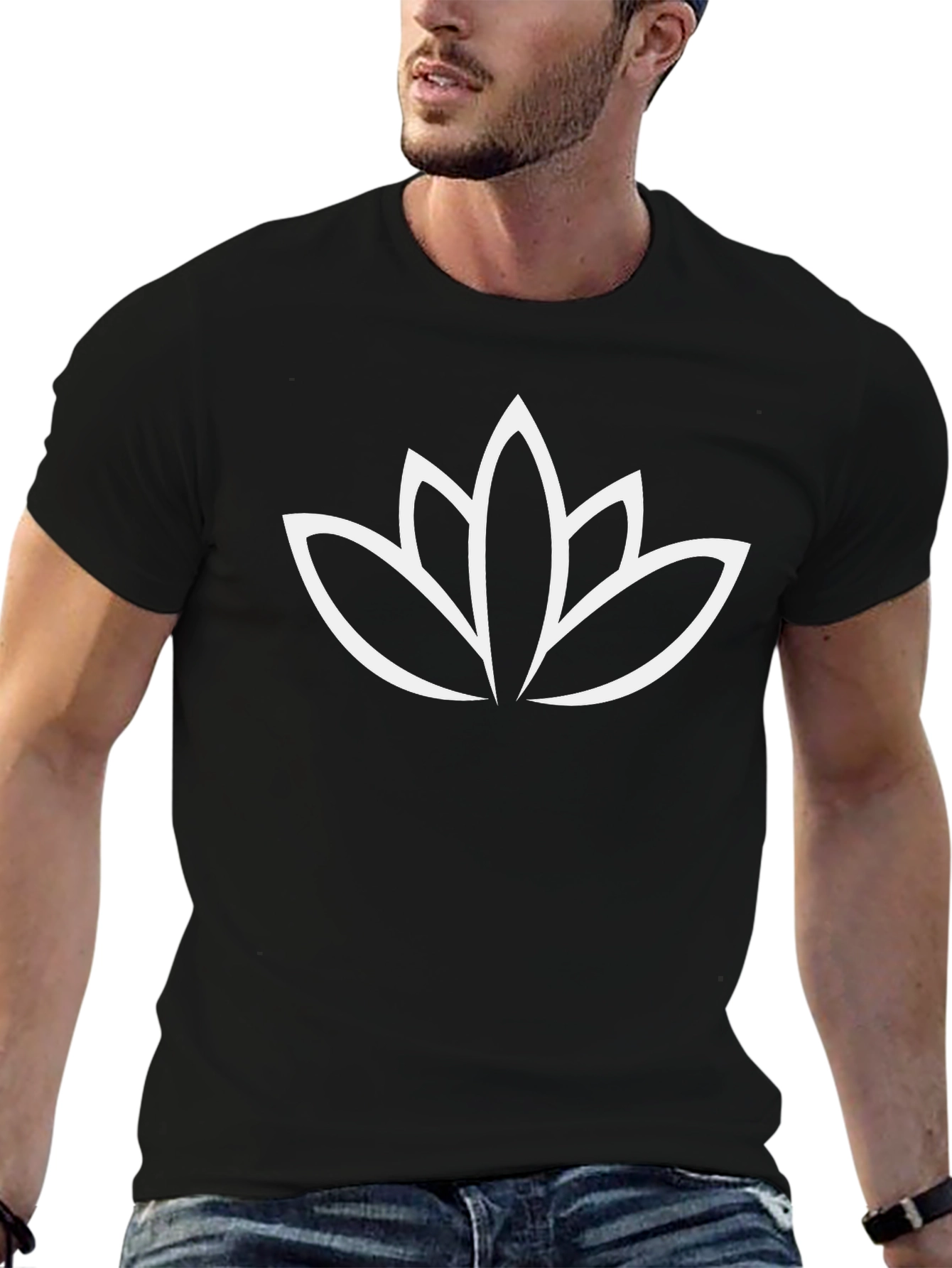 Lotus Flower Graphic T-Shirt - Black
