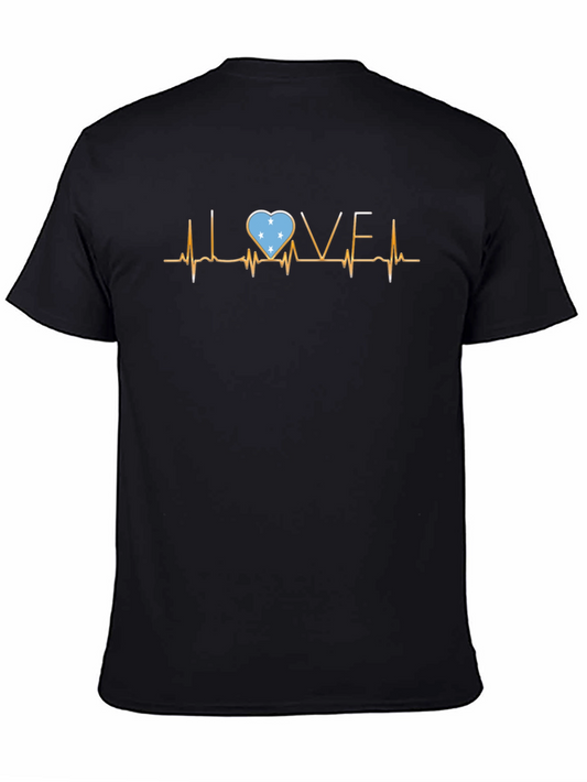 Love Micronesia Flag Heartbeat T-Shirt