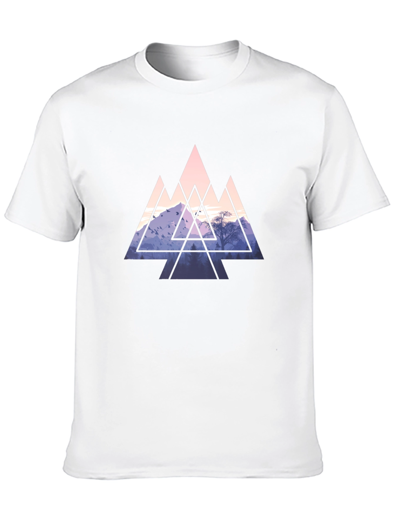 Geometric Mountain Graphic Tee - Black