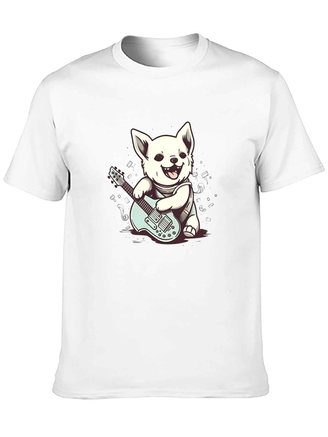 Dog Playing Guitar Black T-Shirt