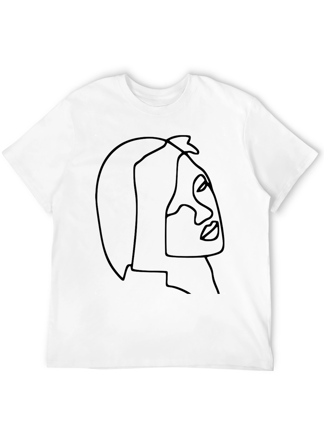 Minimalist Face Line Art Black T-Shirt
