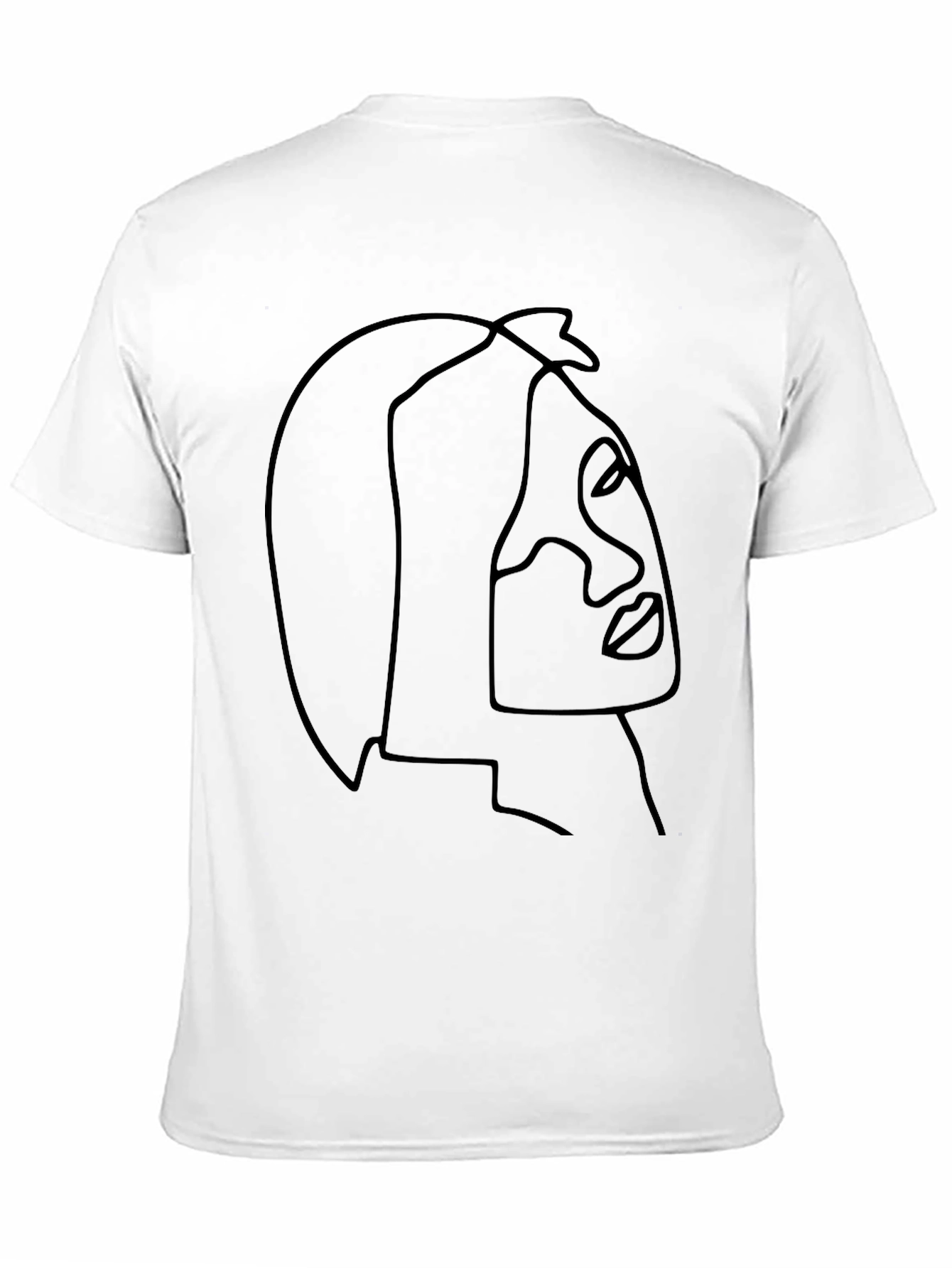 Minimalist Face Line Art Black T-Shirt