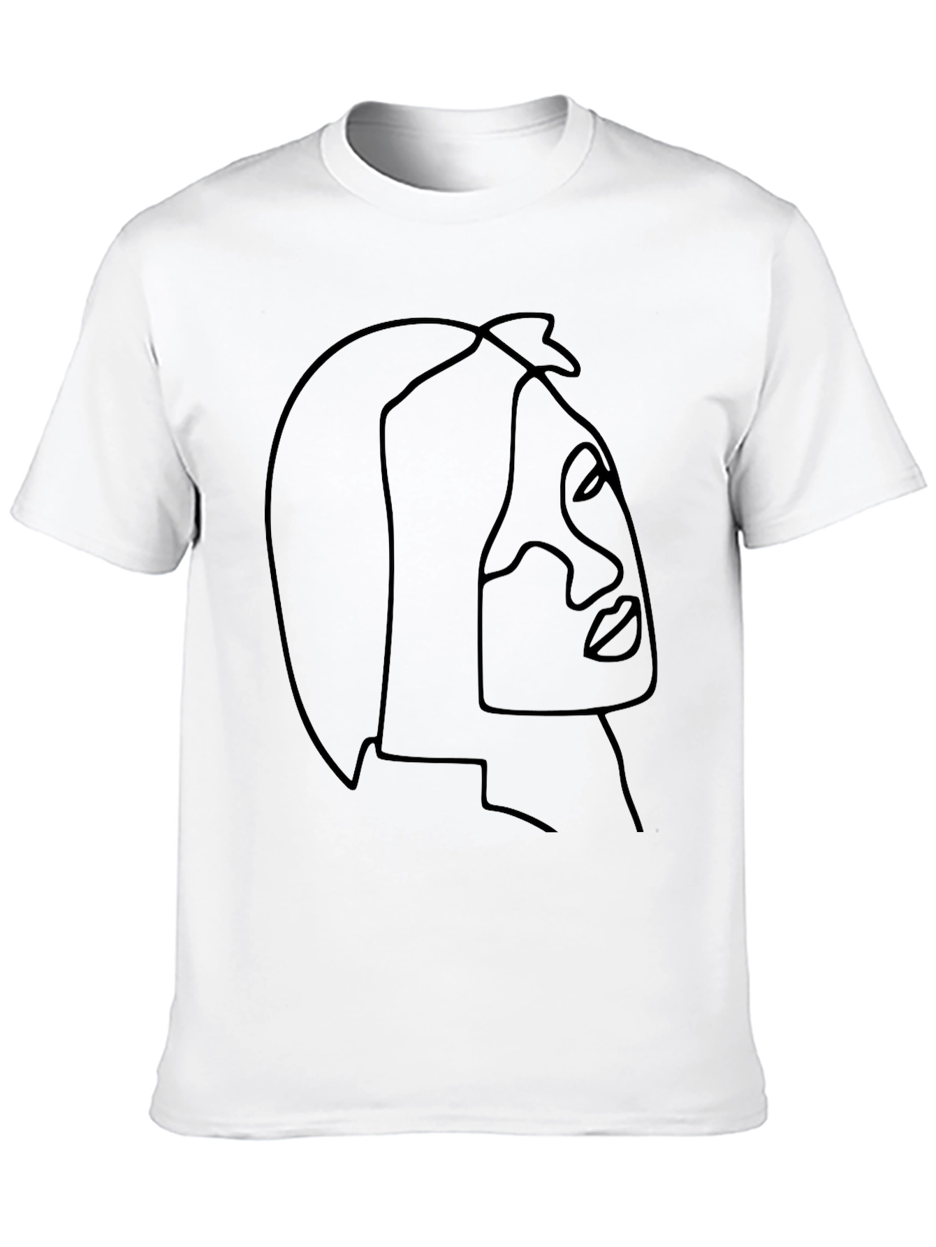 Minimalist Face Line Art Black T-Shirt