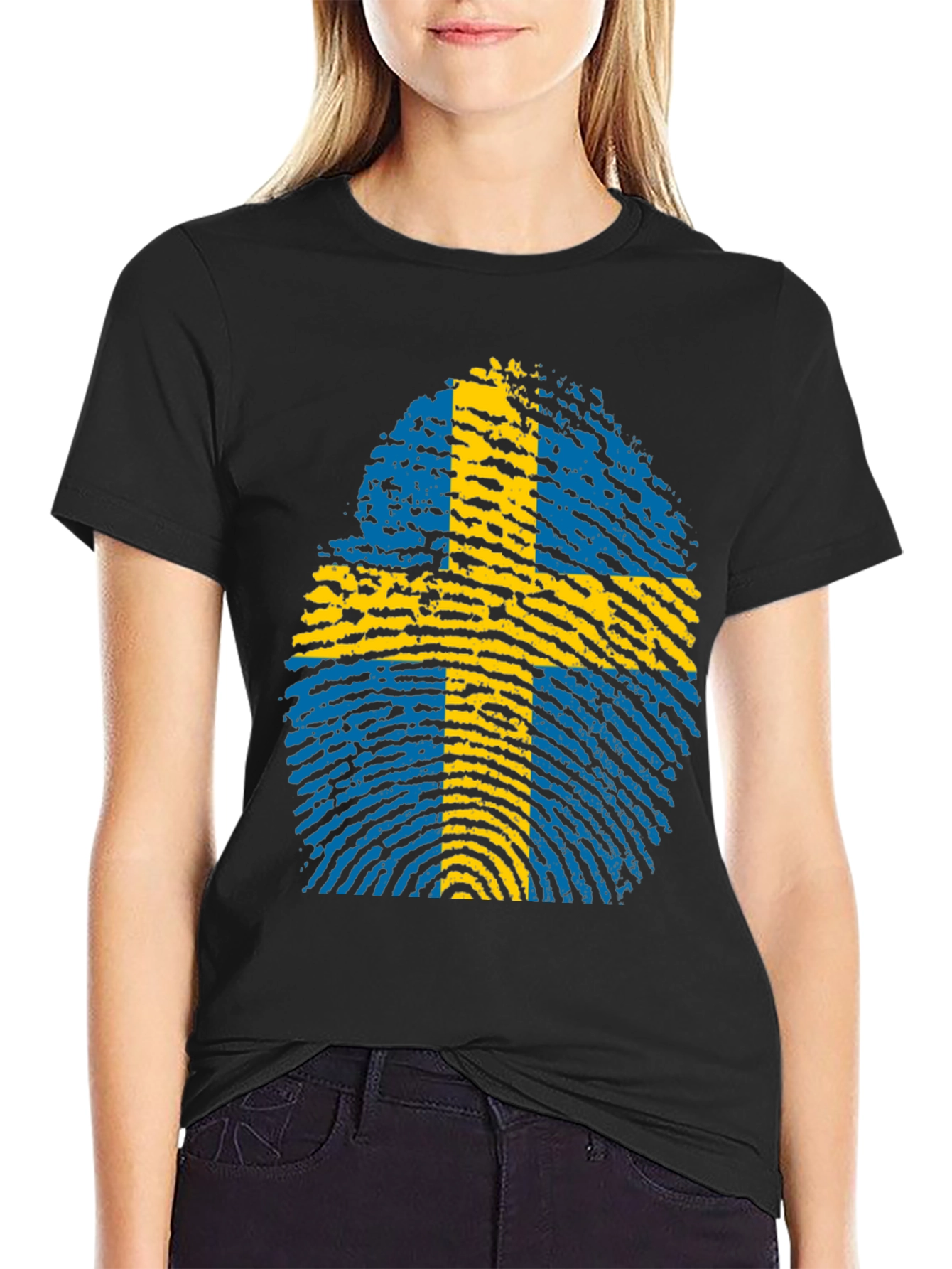 Sweden Flag Fingerprint T-Shirt