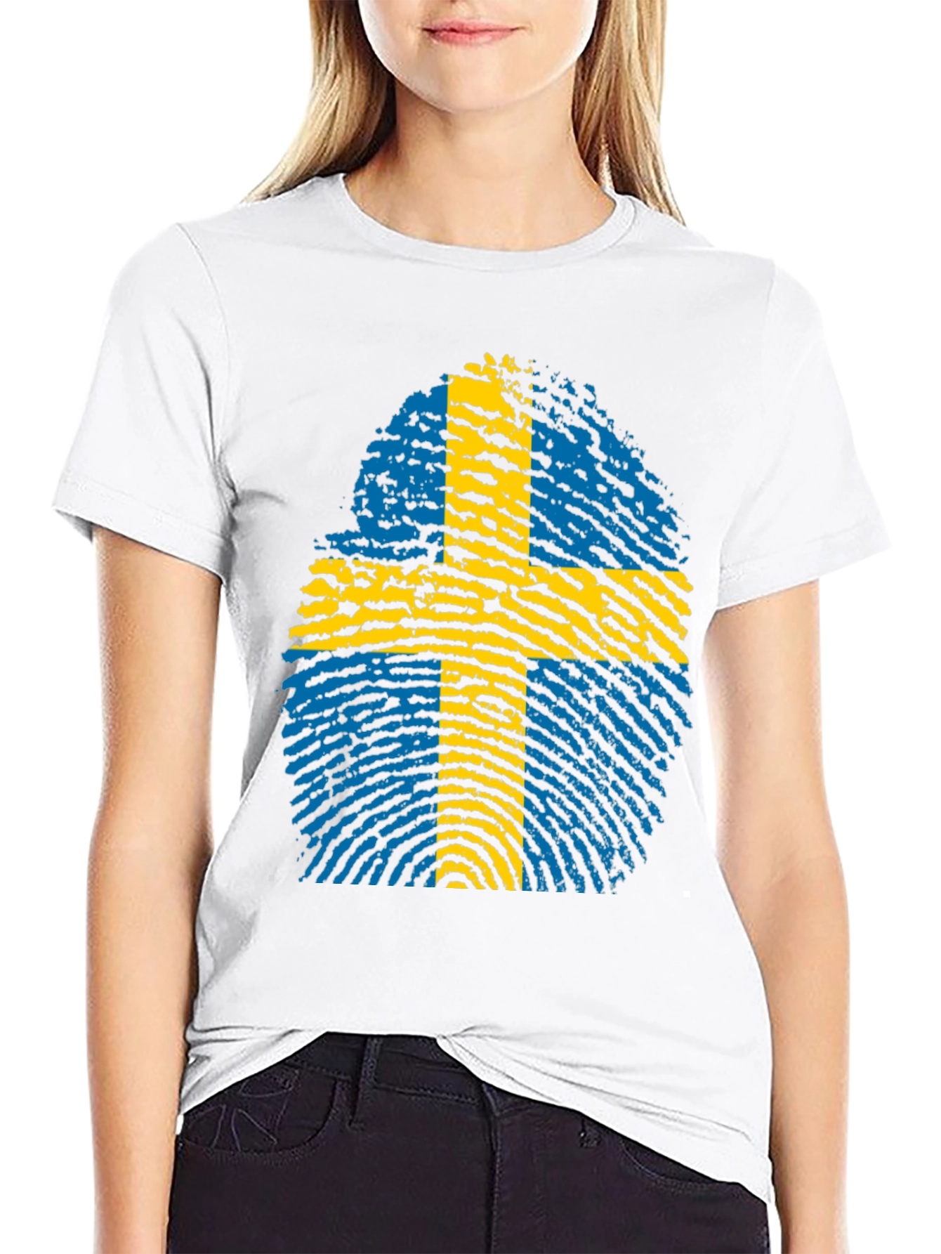 Sweden Flag Fingerprint T-Shirt
