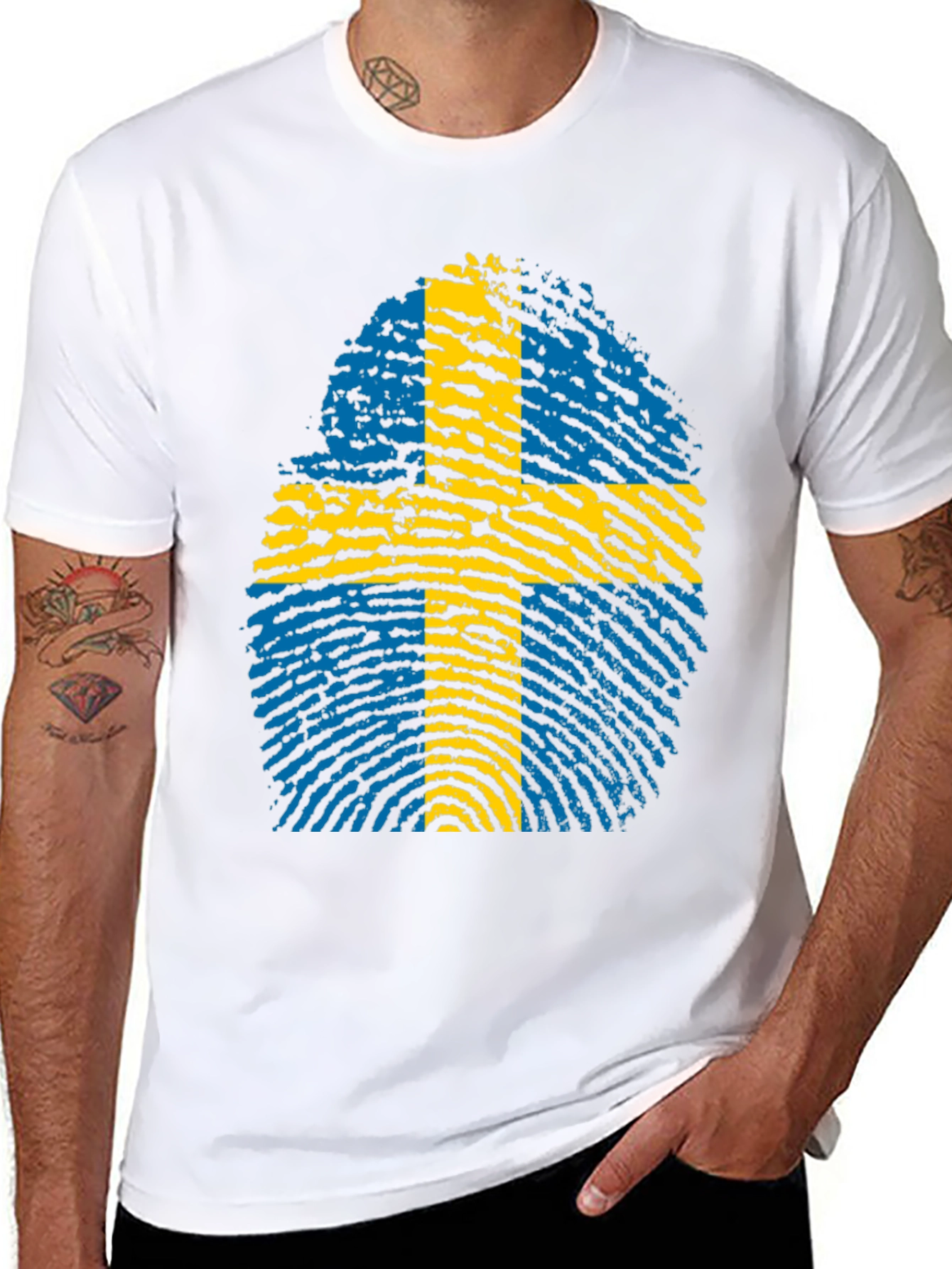 Sweden Flag Fingerprint T-Shirt