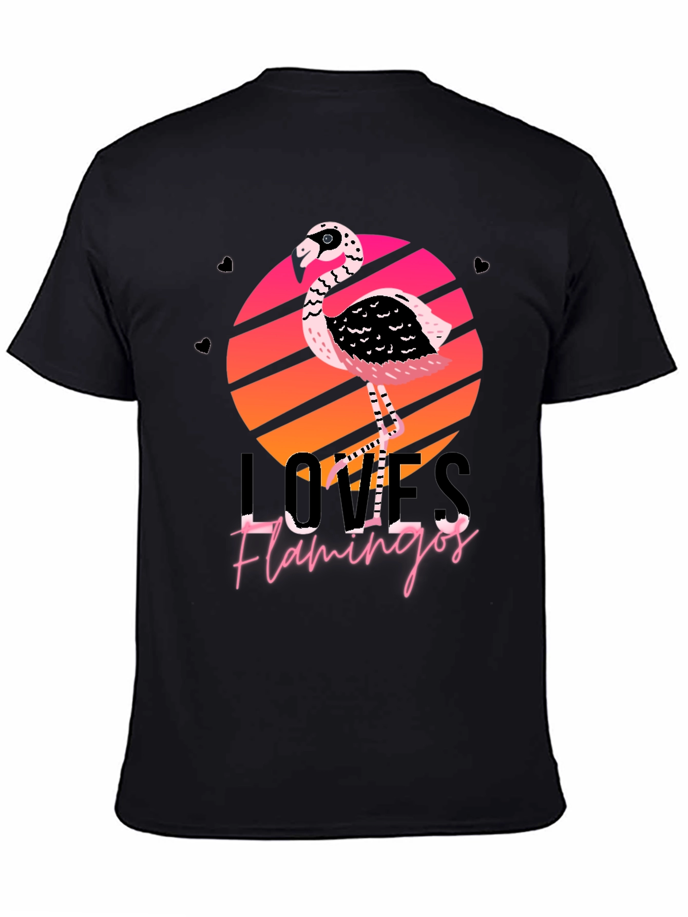 Loves Flamingos Black Graphic Tee