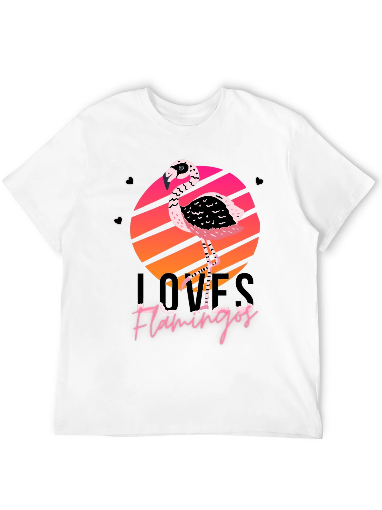 Loves Flamingos Black Graphic Tee