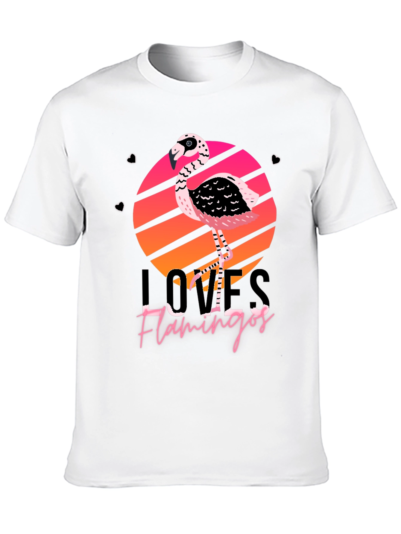 Loves Flamingos Black Graphic Tee