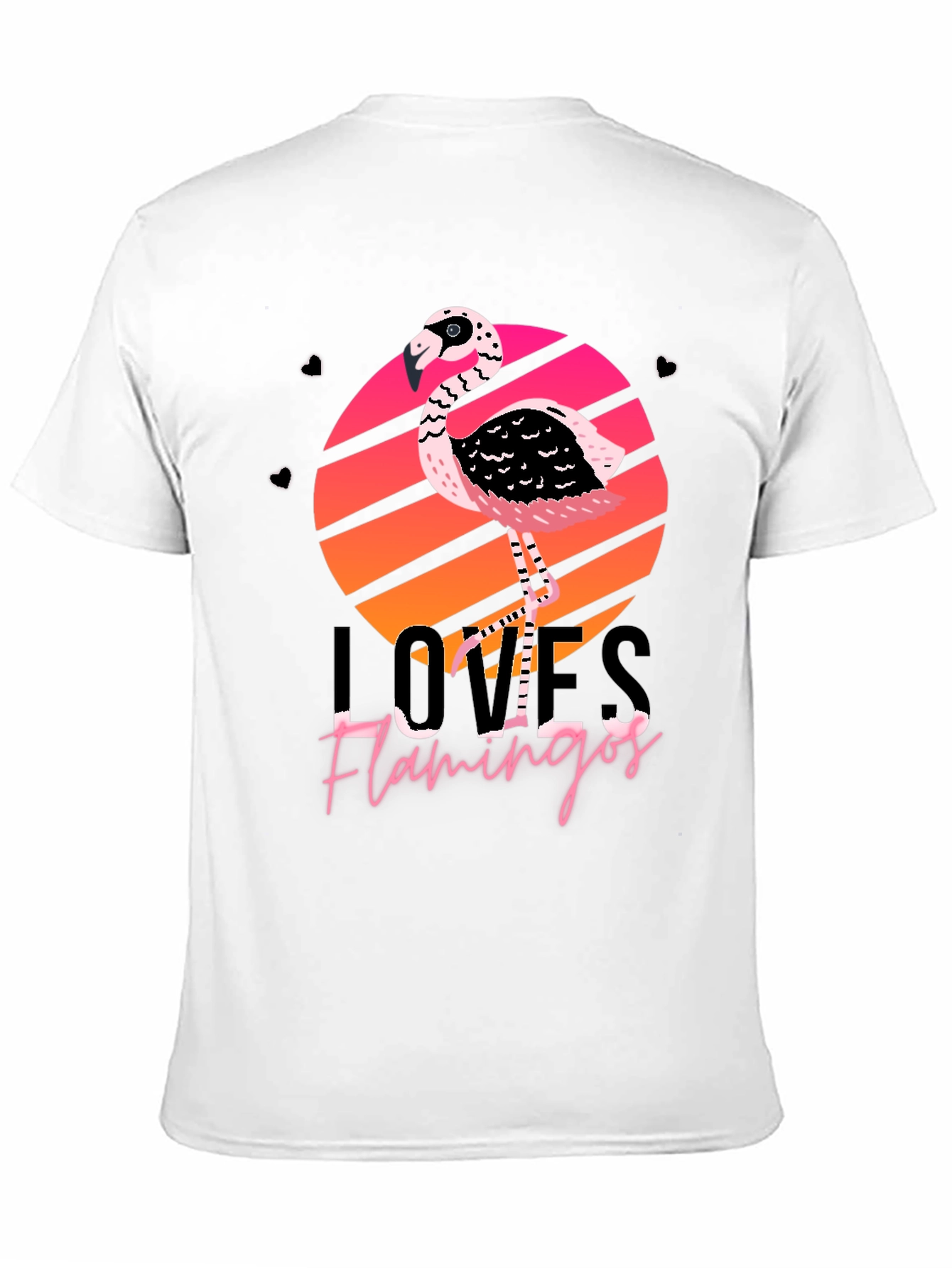 Loves Flamingos Black Graphic Tee