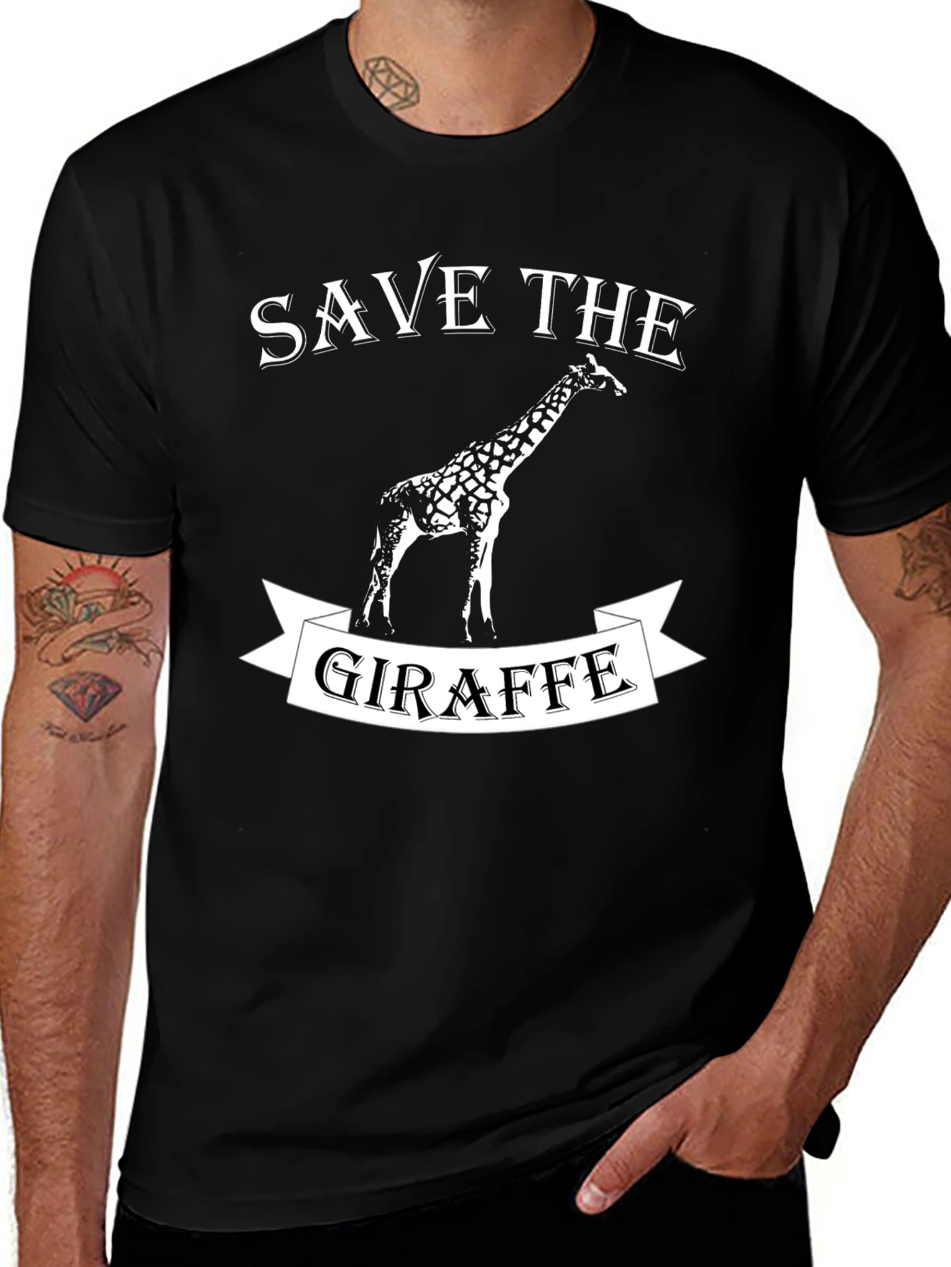 Save the Giraffe Graphic Tee - Animal Lover Shirt