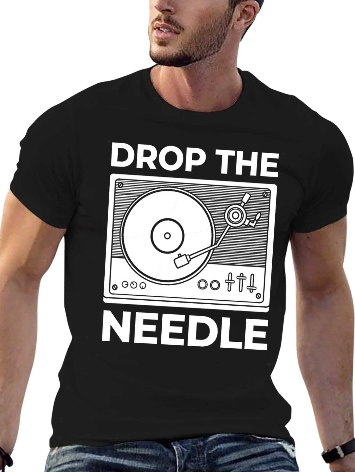 Drop The Needle T-Shirt - Retro DJ Turntable Design