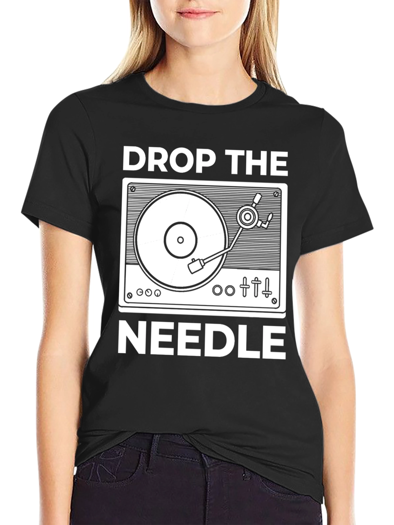 Drop The Needle T-Shirt - Retro DJ Turntable Design