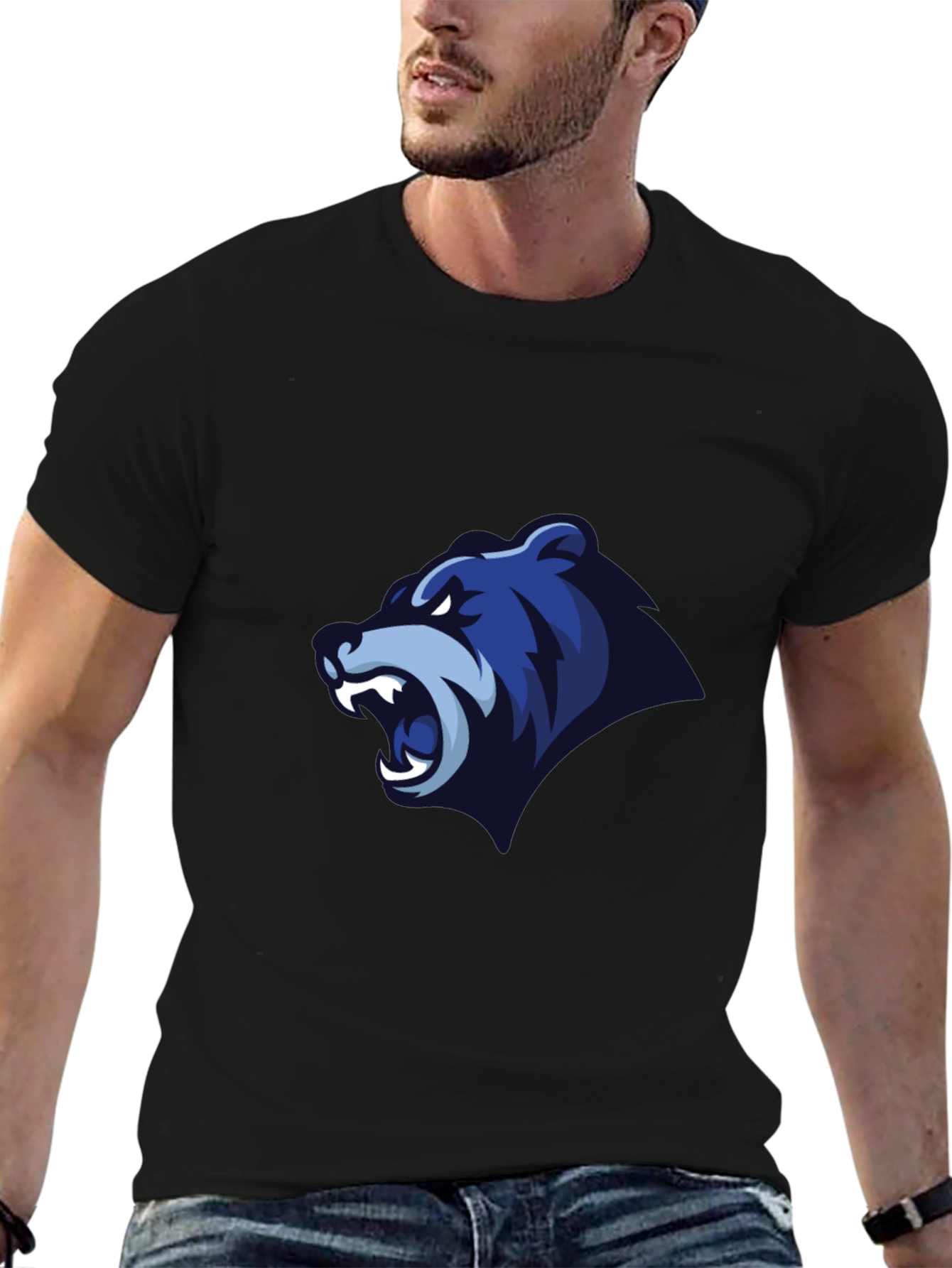 Mens Black T-Shirt - Bear Graphic Tee