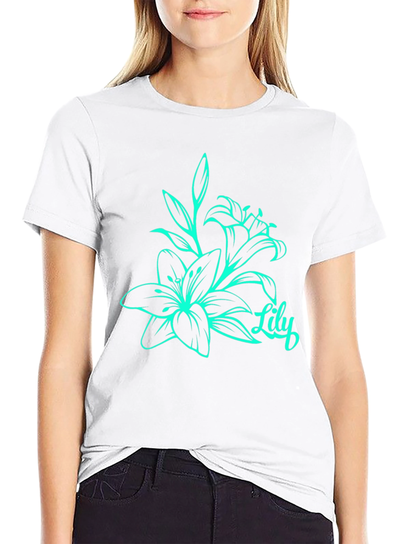 Lily Flower Graphic Print T-Shirt