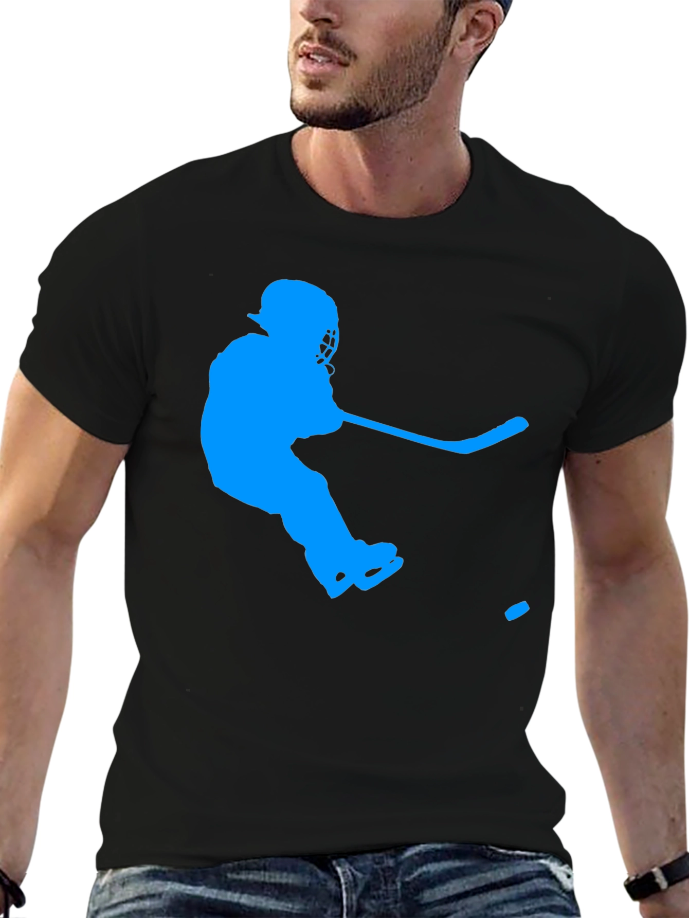 Hockey Player Graphic Tee - Sporty Casual T-Shirt