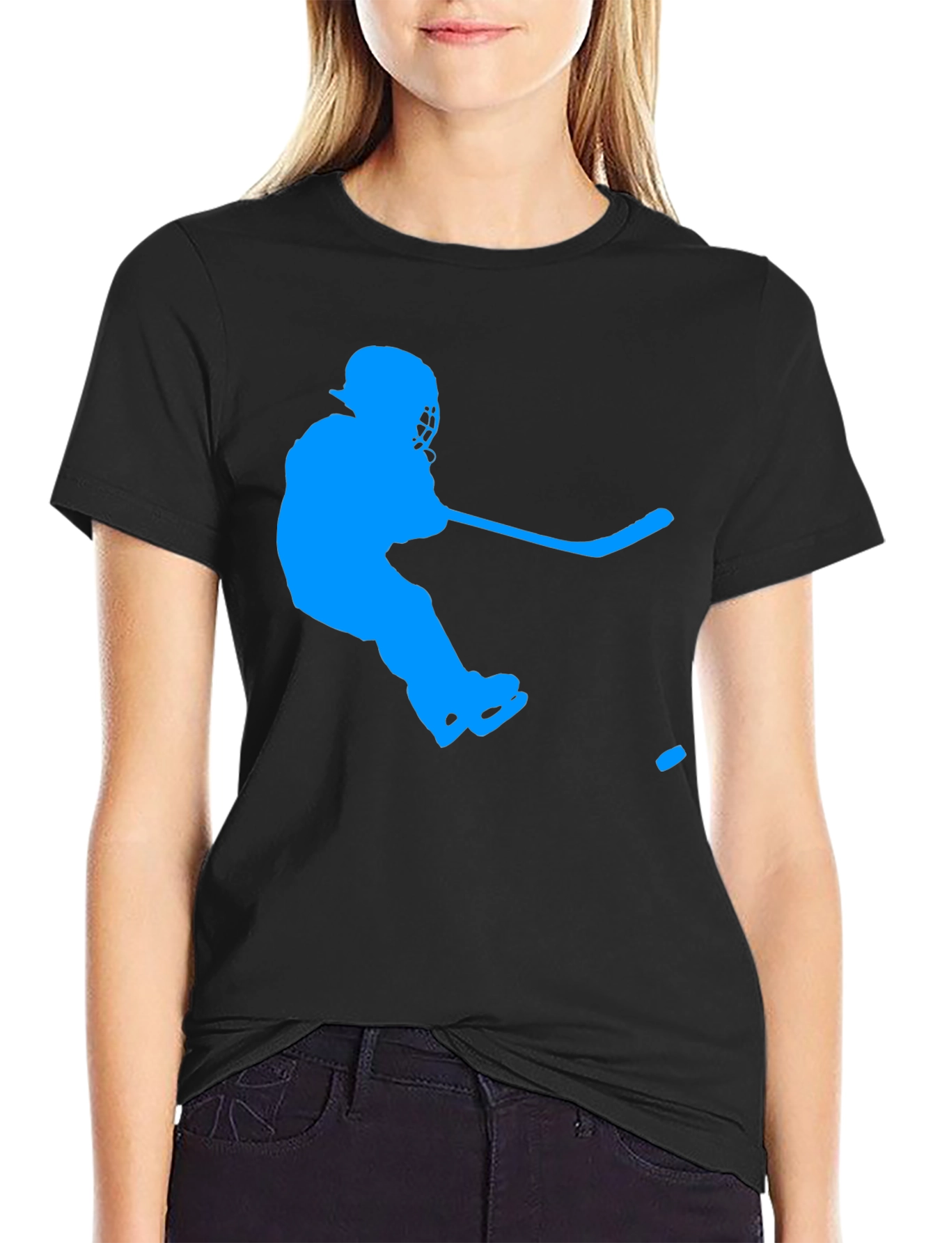 Hockey Player Graphic Tee - Sporty Casual T-Shirt