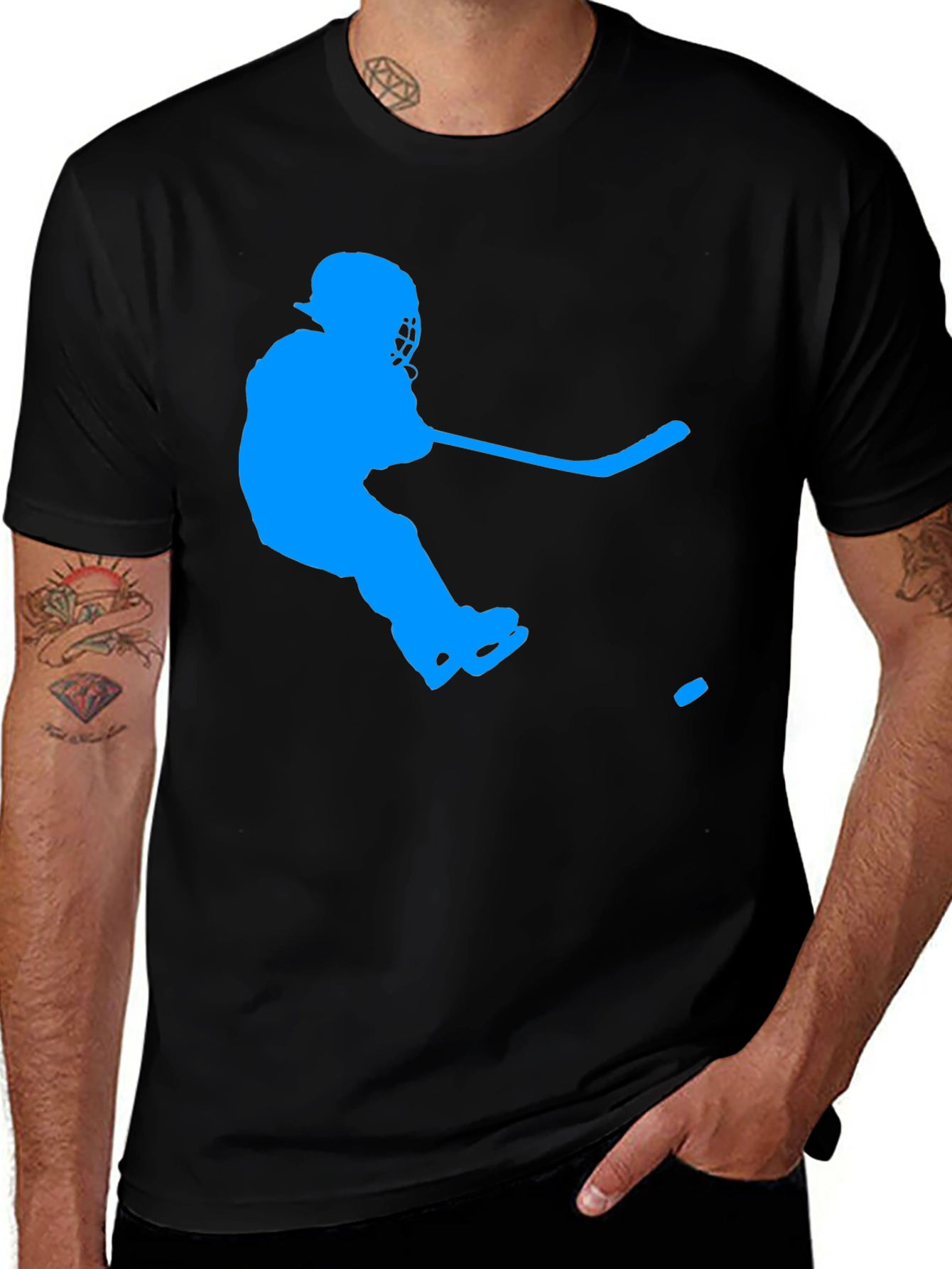 Hockey Player Graphic Tee - Sporty Casual T-Shirt