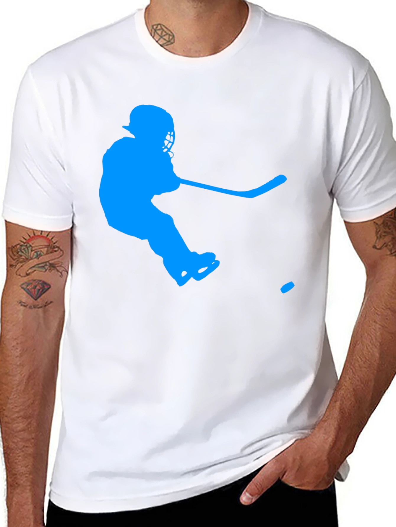 Hockey Player Graphic Tee - Sporty Casual T-Shirt