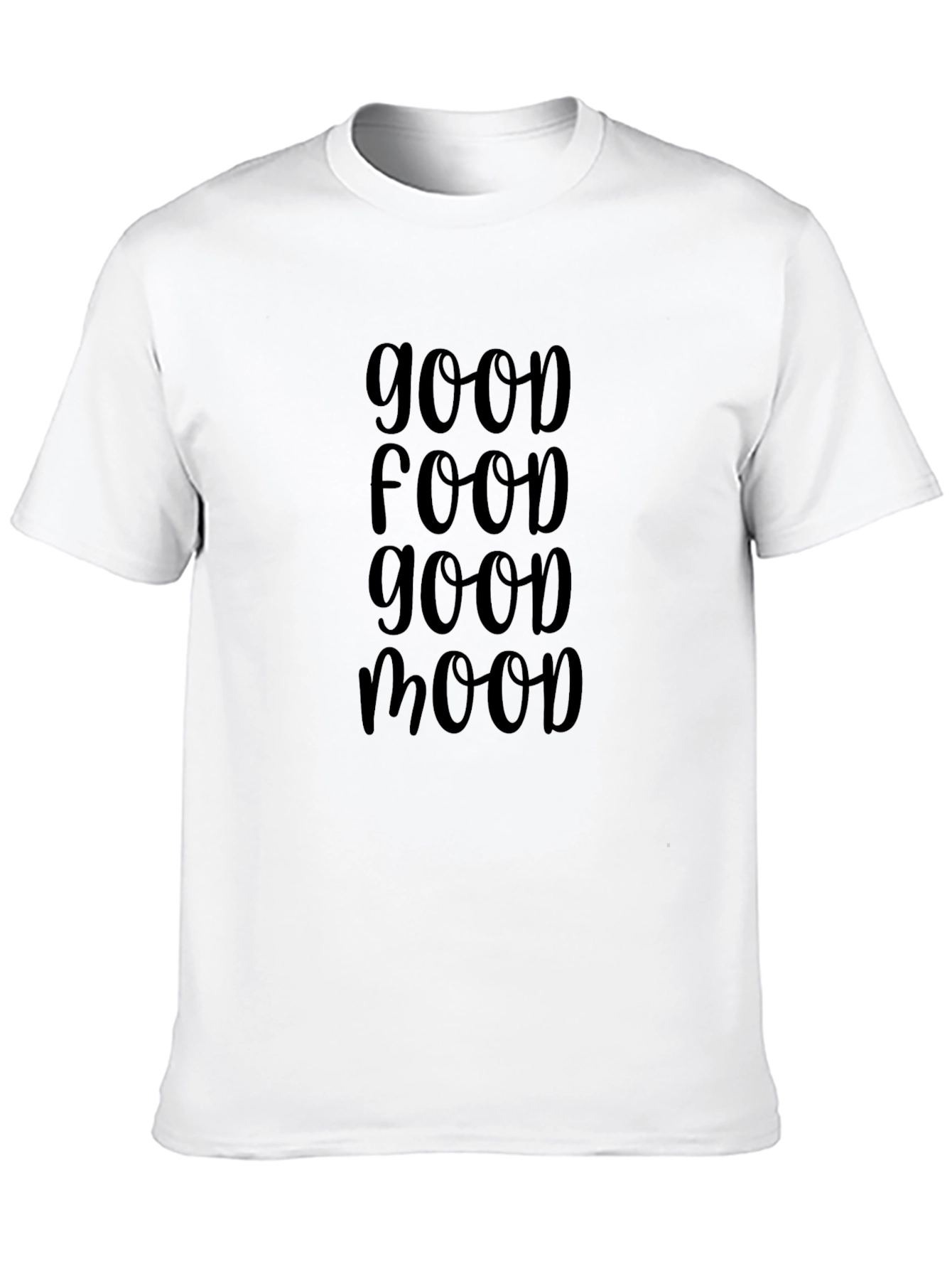 Good Food Good Mood Black Graphic T-Shirt