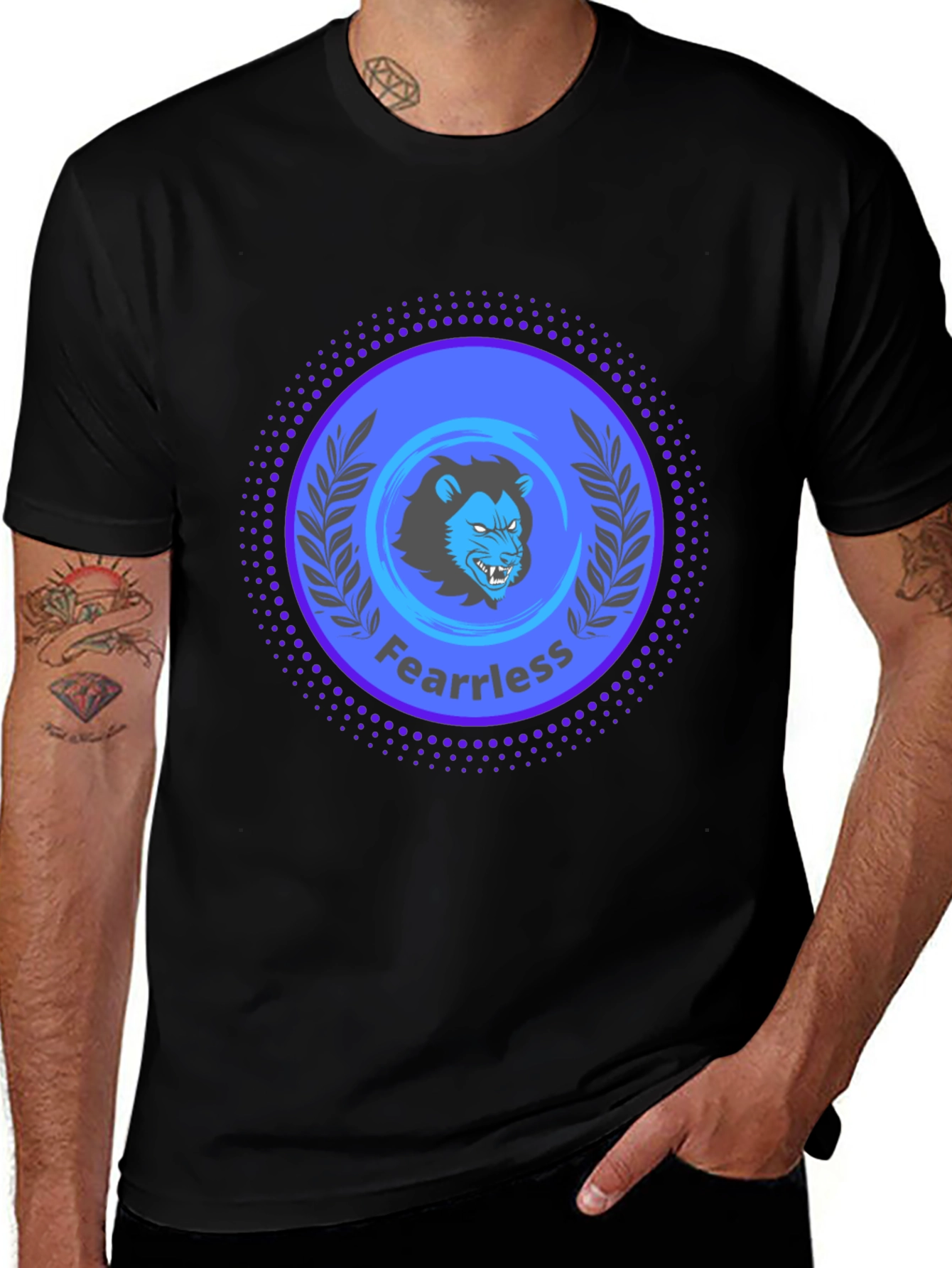 Fearless Lion Graphic Print T-Shirt
