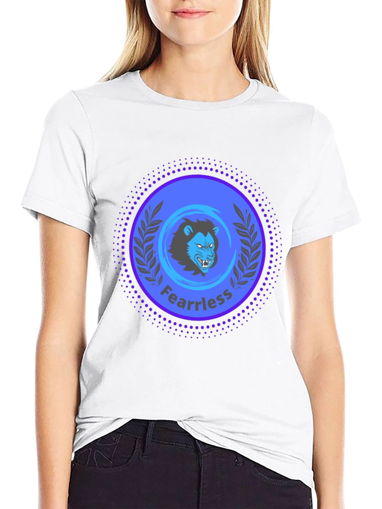 Fearless Lion Graphic Print T-Shirt