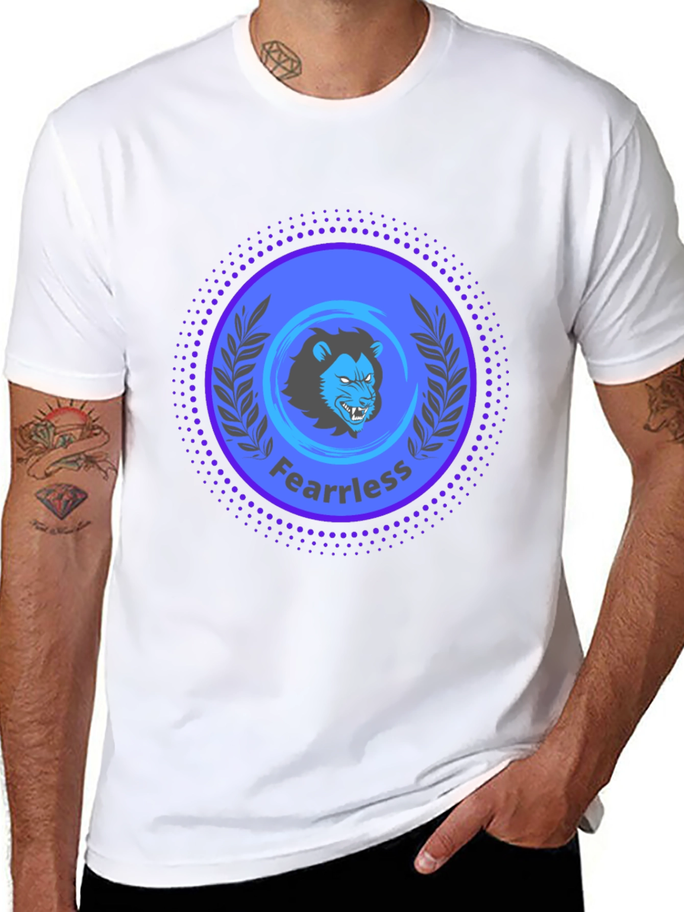Fearless Lion Graphic Print T-Shirt