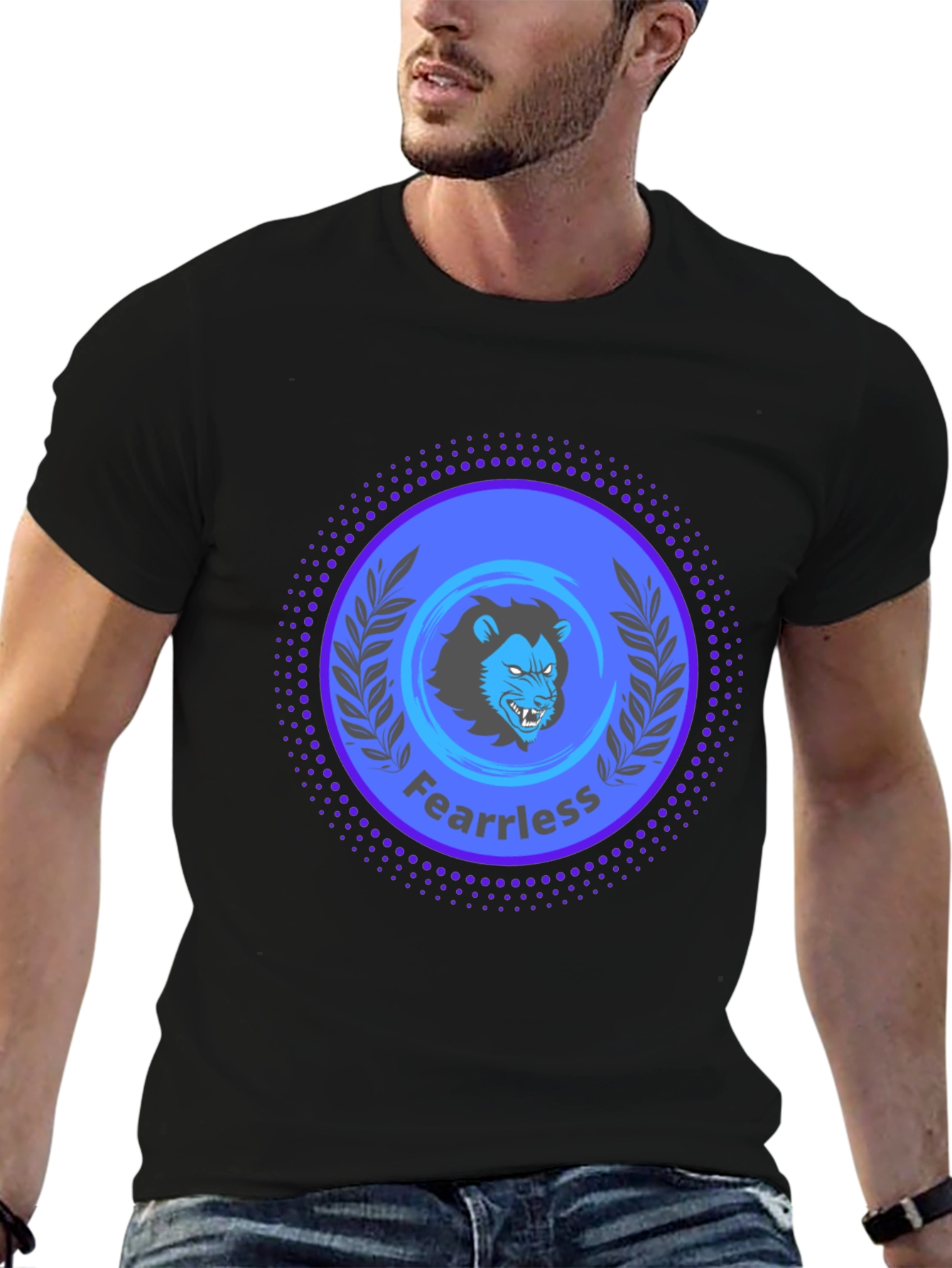 Fearless Lion Graphic Print T-Shirt