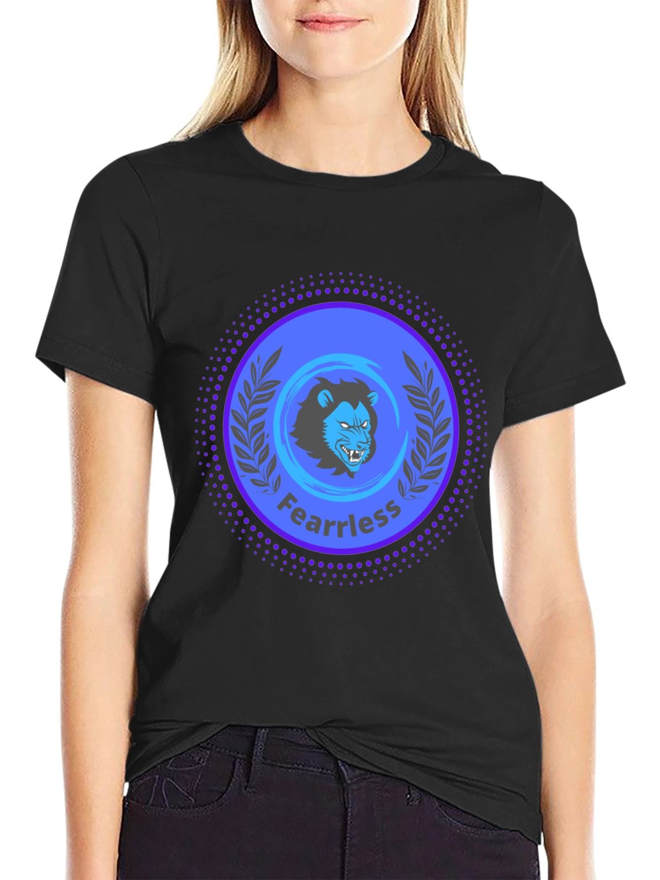 Fearless Lion Graphic Print T-Shirt