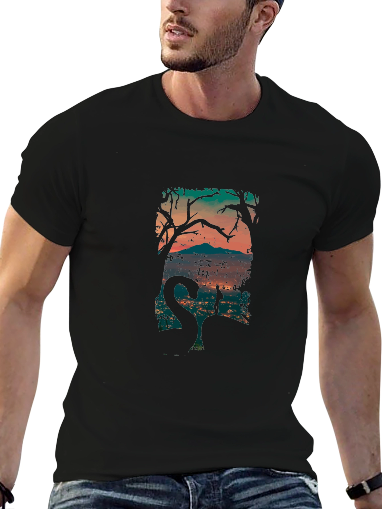 Mystic Silhouette Graphic Tee - Black