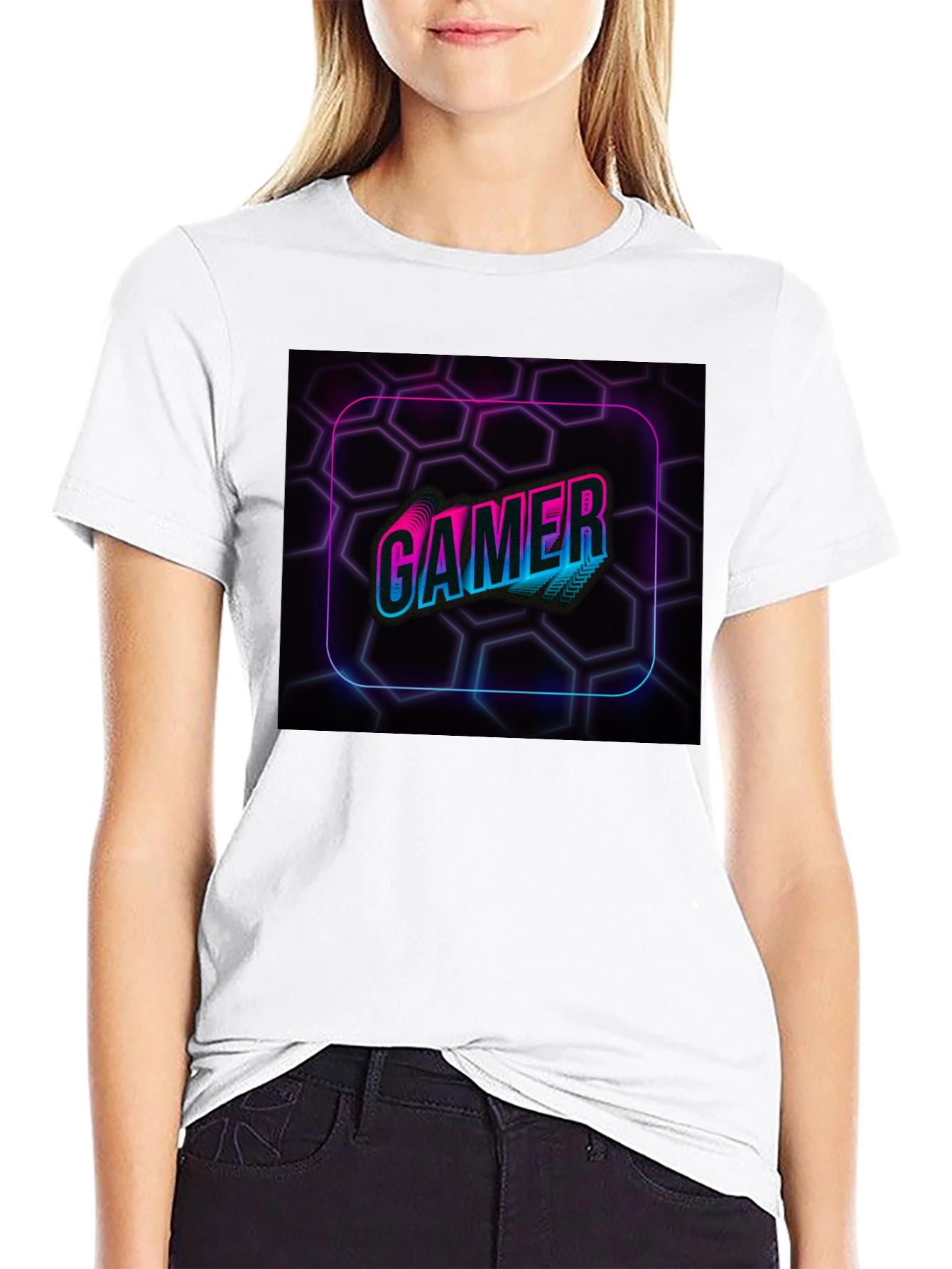 Neon Gamer Graphic Black T-Shirt