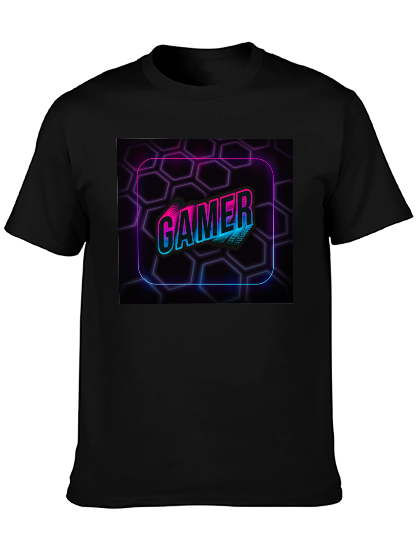 Neon Gamer Graphic Black T-Shirt