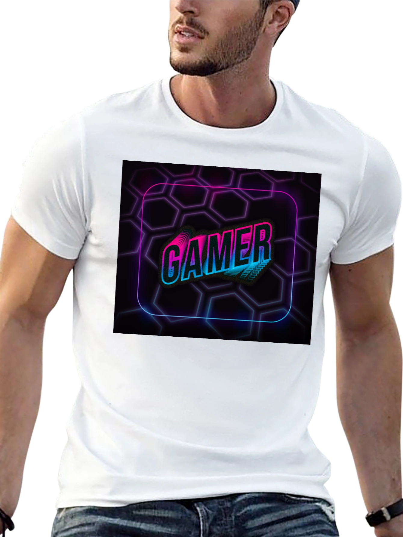 Neon Gamer Graphic Black T-Shirt