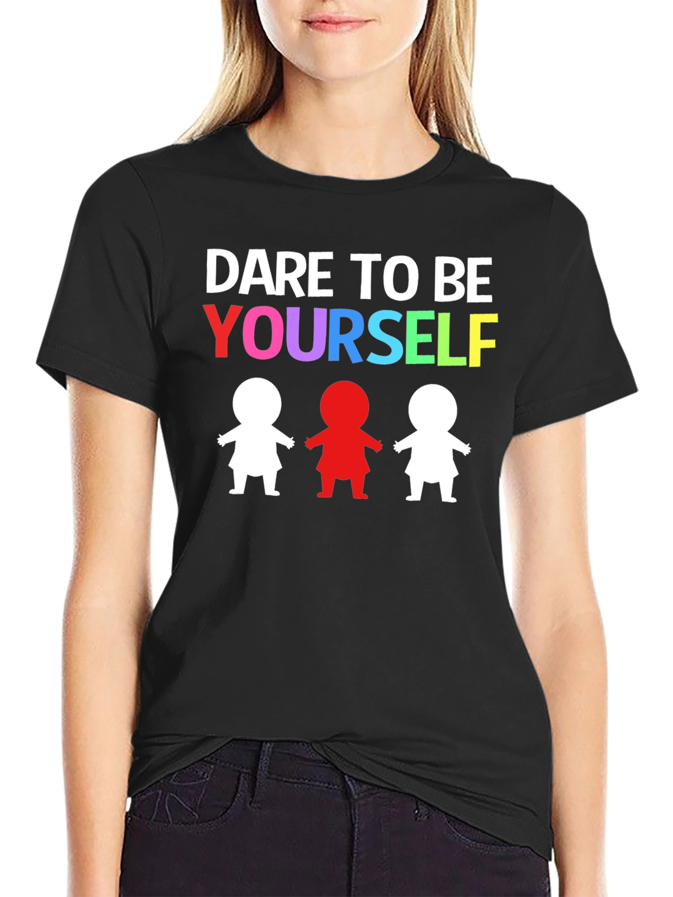 Dare to Be Yourself Graphic Print Black T-Shirt