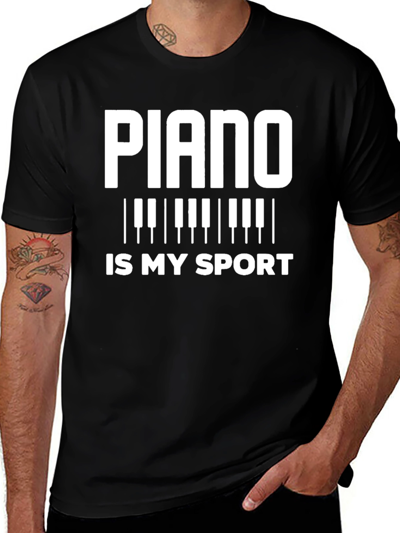 Piano is My Sport Black T-Shirt