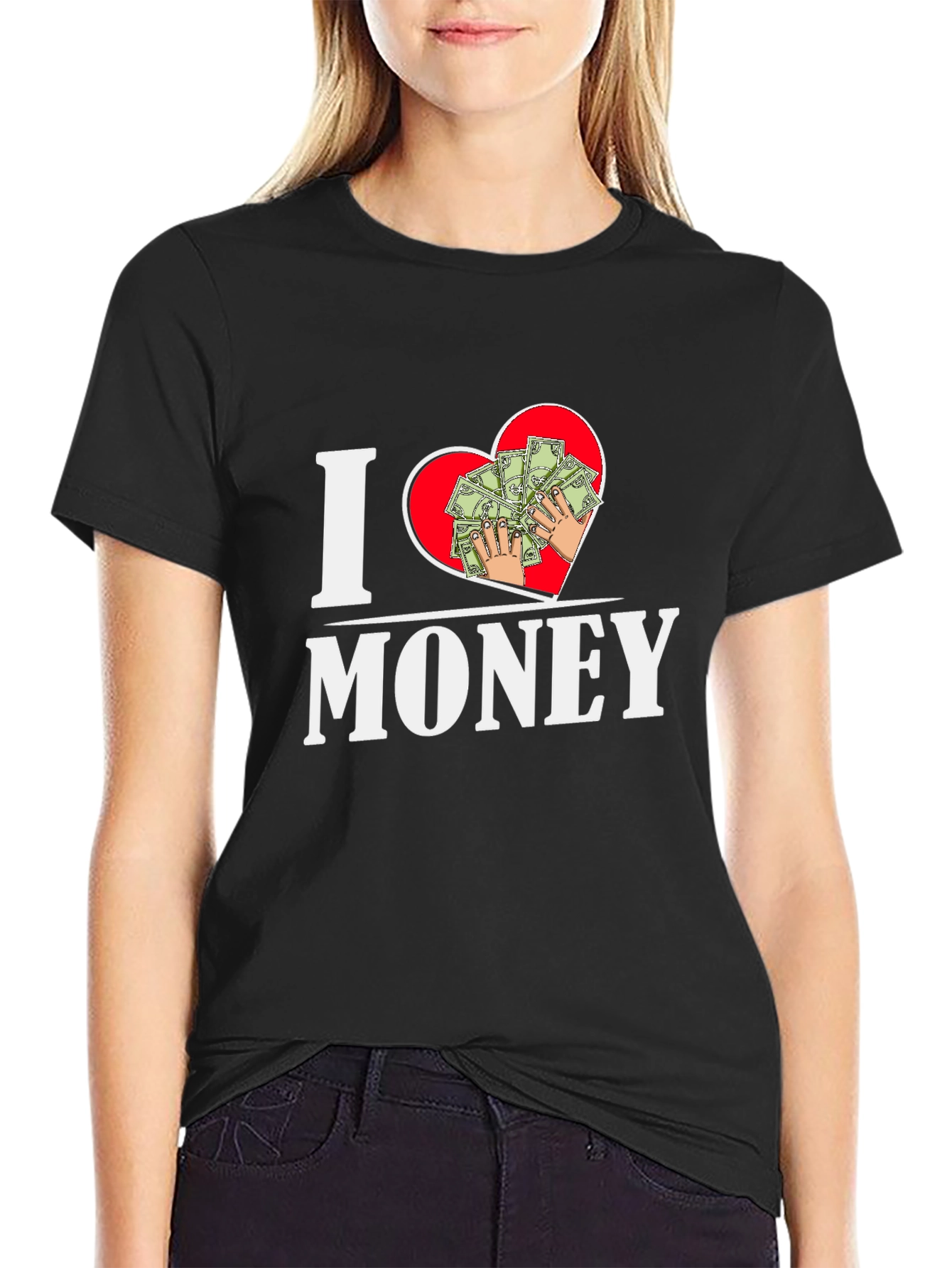 I Heart Money Graphic T-Shirt - Black