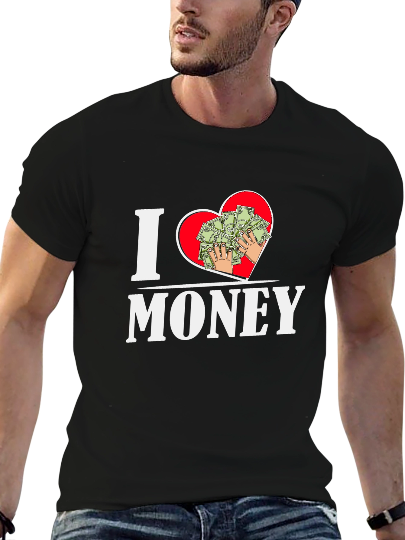 I Heart Money Graphic T-Shirt - Black