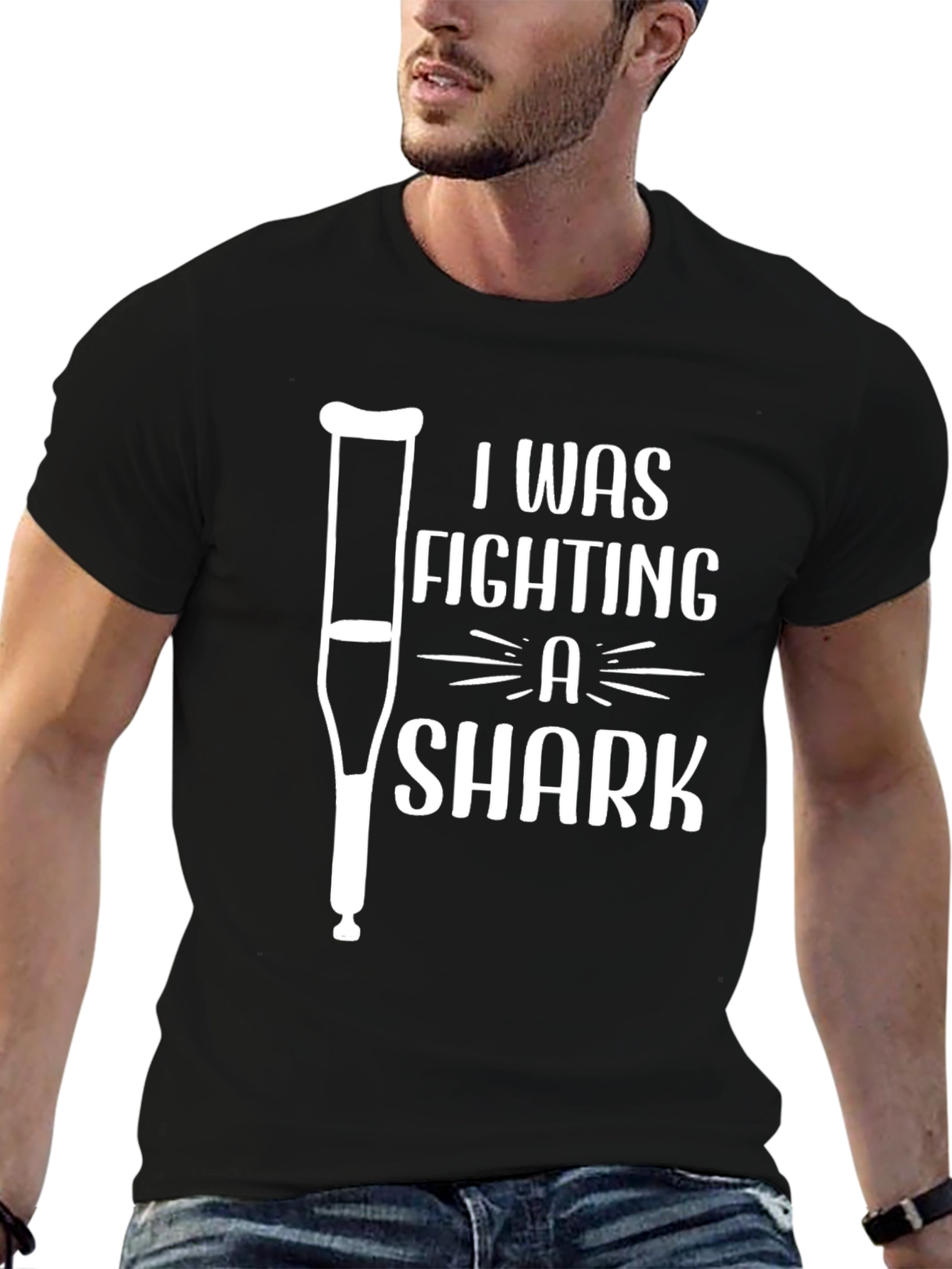 I Was Fighting A Shark Funny Graphic T-Shirt