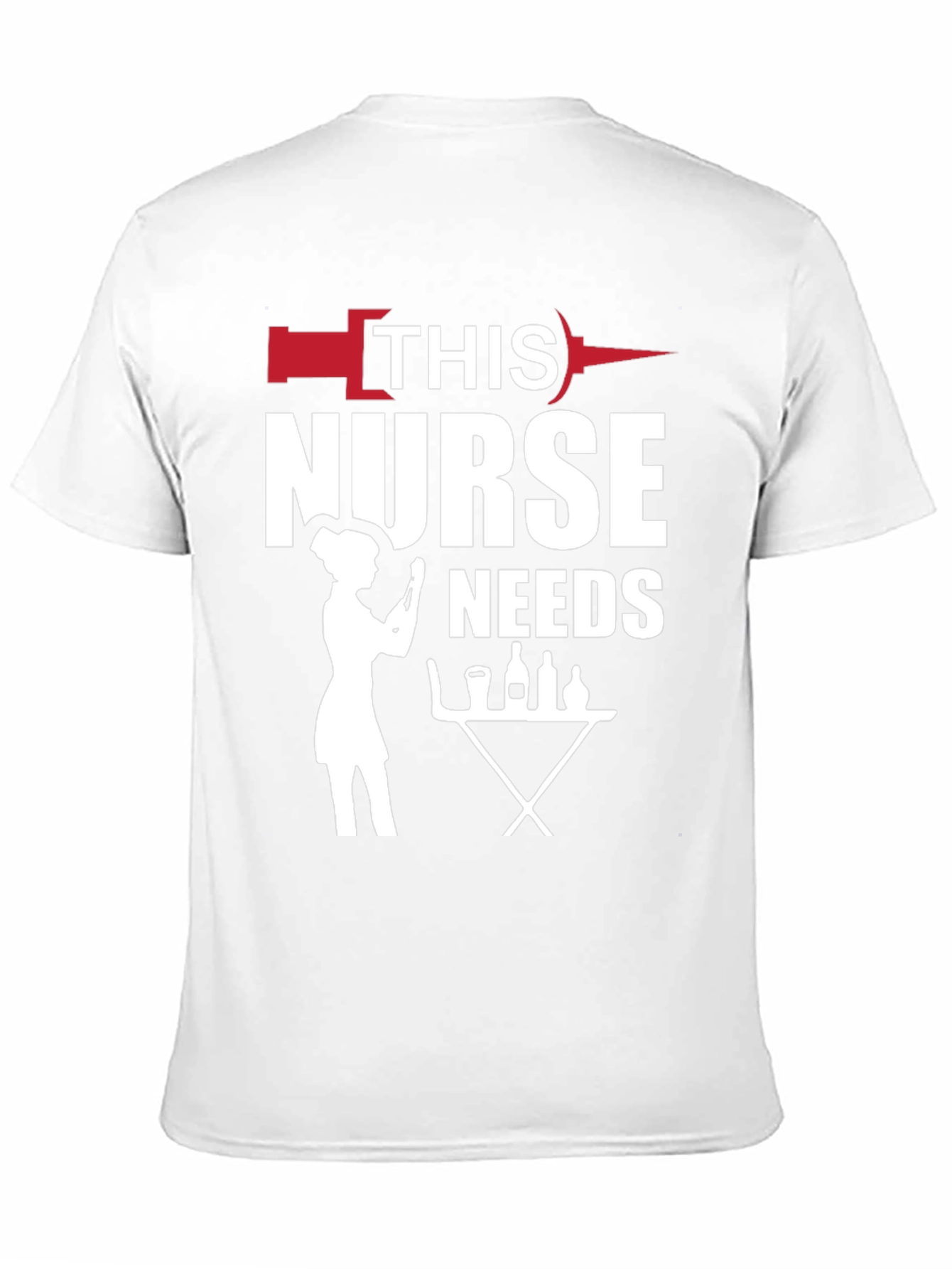 Humorous Nurse Needs Wine T-Shirt - Black
