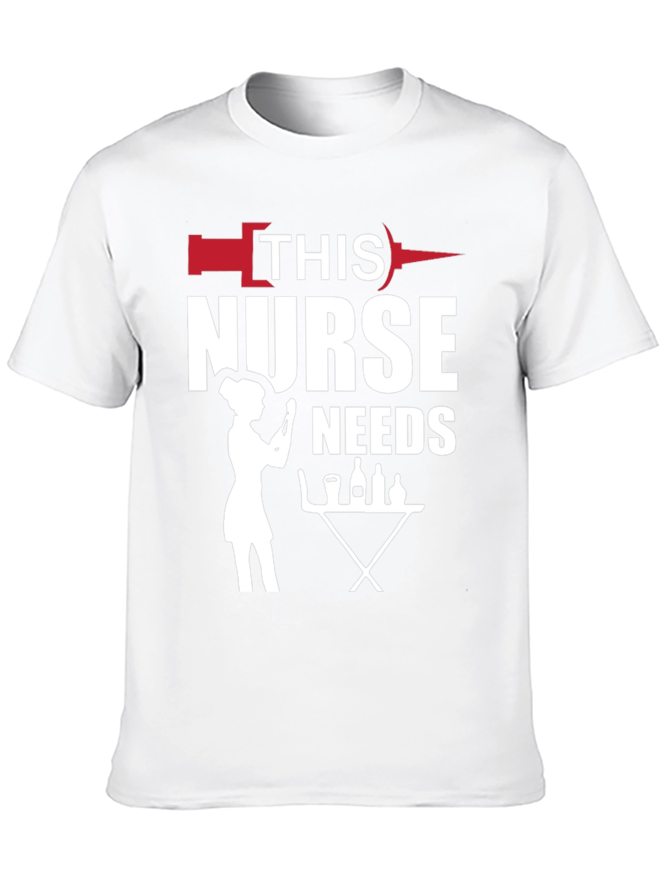 Humorous Nurse Needs Wine T-Shirt - Black