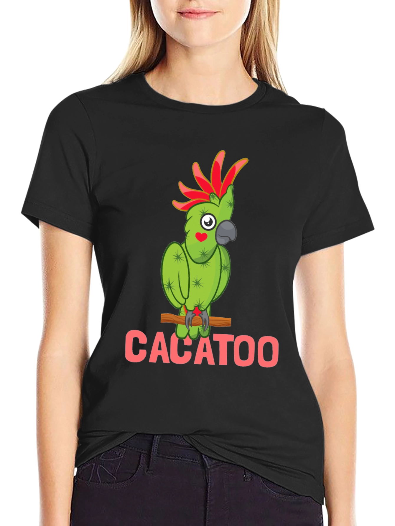 Cacatoo Cactus Parrot Graphic Tee - Fun Animal T-Shirt