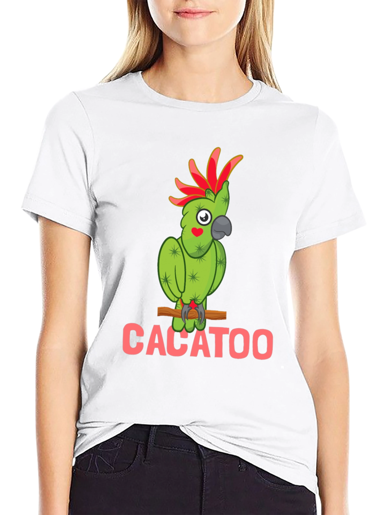Cacatoo Cactus Parrot Graphic Tee - Fun Animal T-Shirt