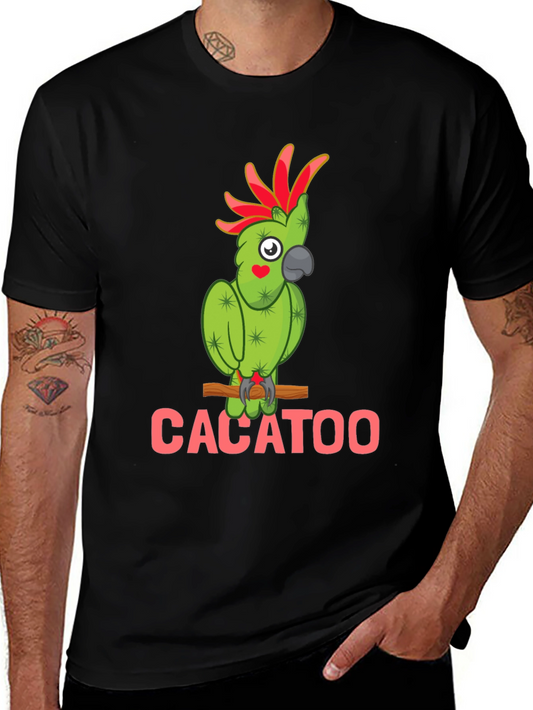 Cacatoo Cactus Parrot Graphic Tee - Fun Animal T-Shirt