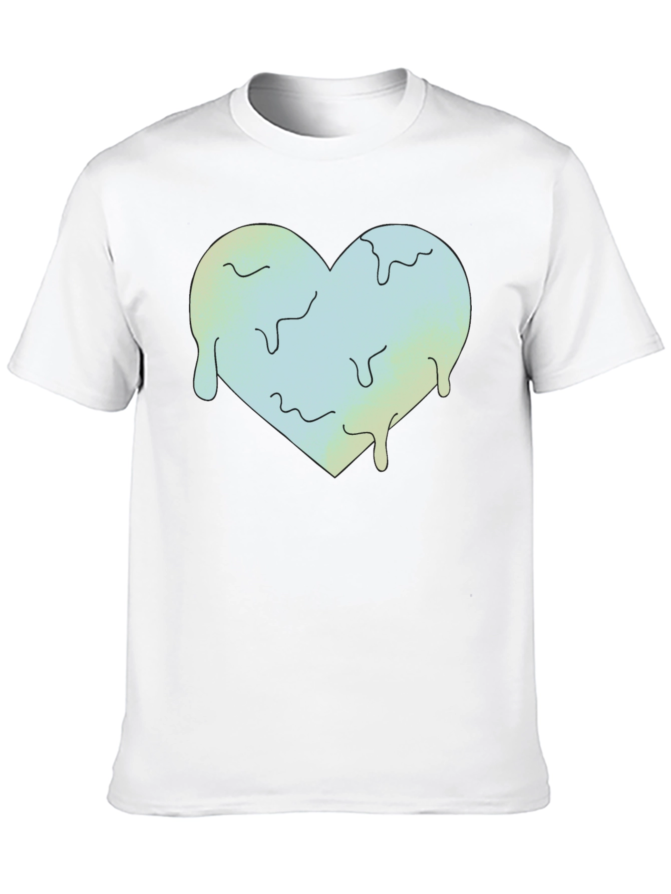 Melting Heart Graphic Tee - Black Crew Neck