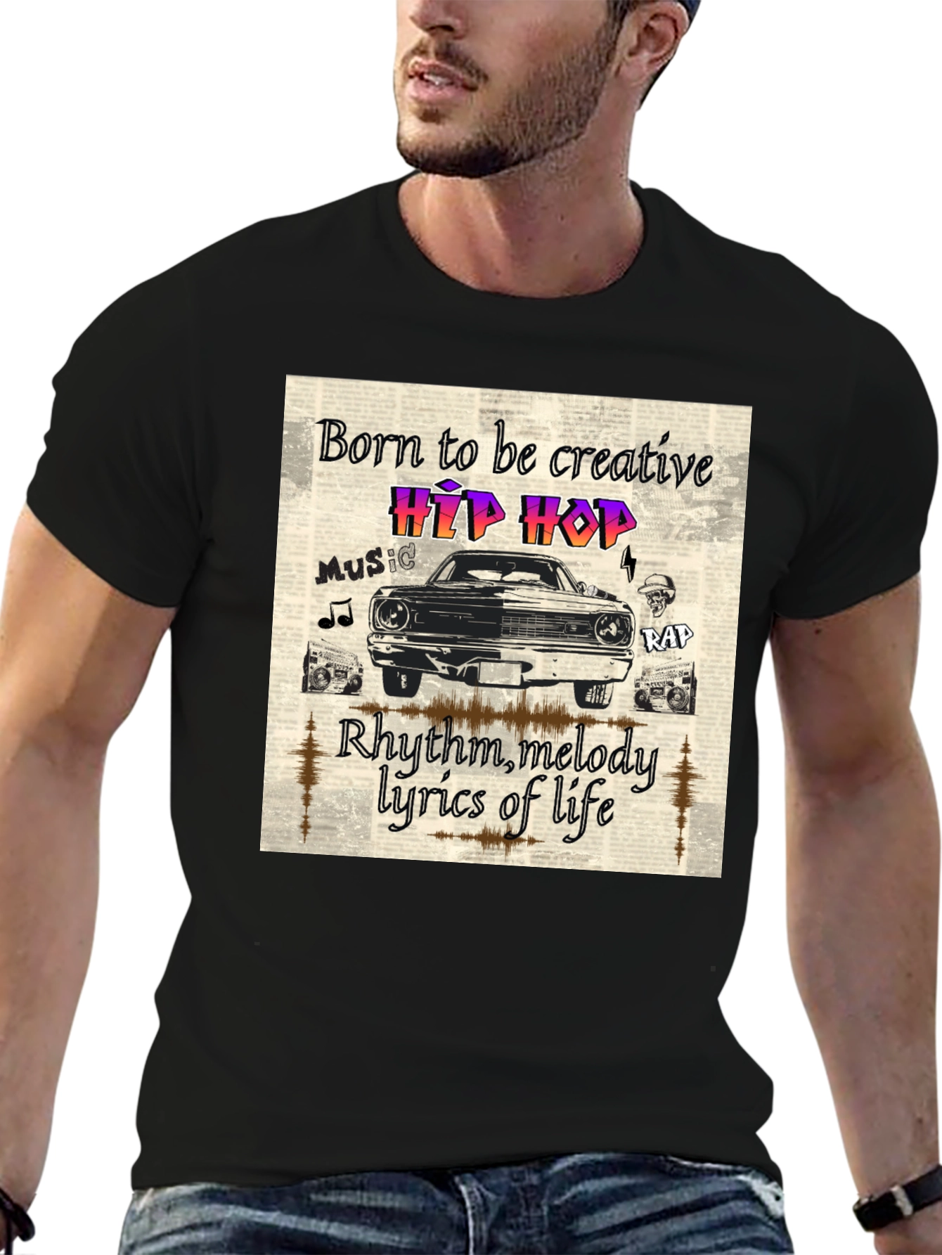 Born to be Creative Hip Hop Graphic Tee
