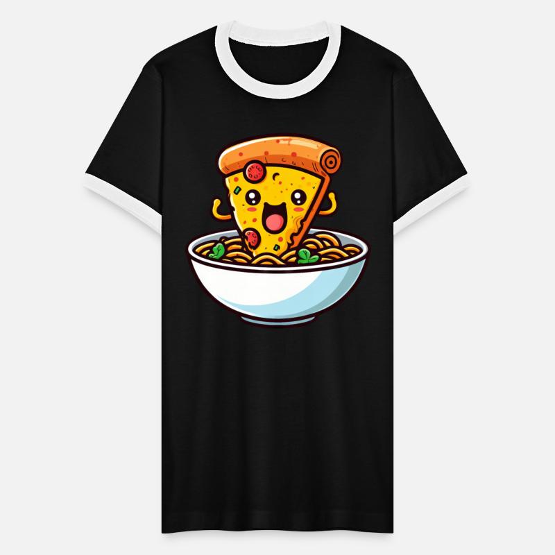Kawaii Salami Pizza Dancing in Ramen Noodle Soup B