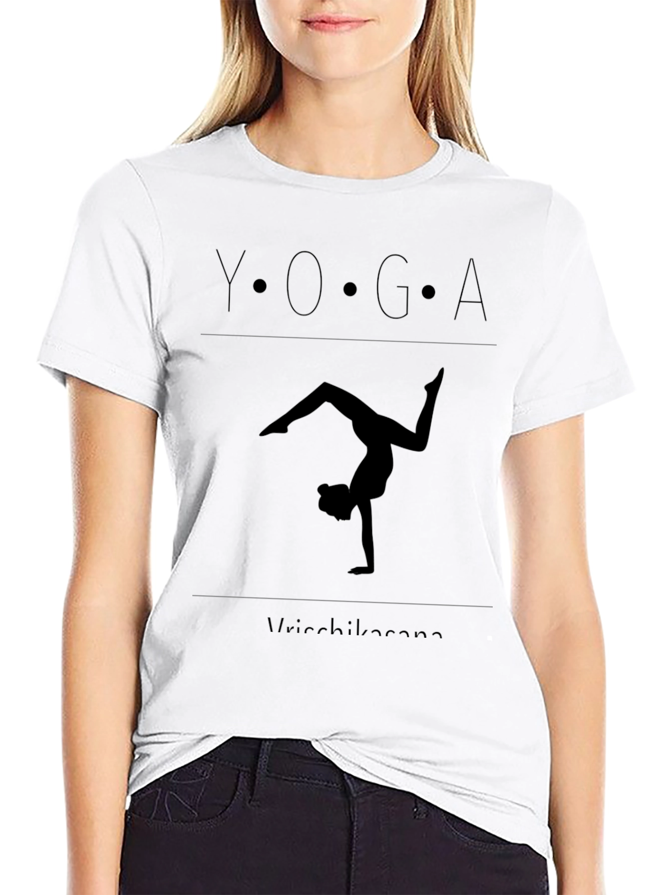 Yoga Vrksasana Pose Black T-Shirt